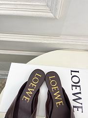 Fortok Loewe Pebble Soft Slides Leather Chocolate Brown Flats - 6