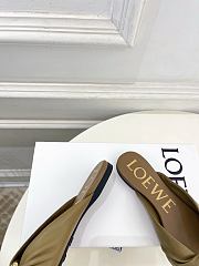 Fortok Loewe Pebble Soft Slides Leather Olive Flats - 5