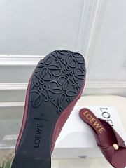 Fortok Loewe Pebble Soft Slides Leather Burgundy Flats - 5
