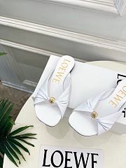 Fortok Loewe Pebble Soft Slides Leather White Flats - 5