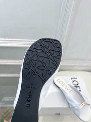 Fortok Loewe Pebble Soft Slides Leather White Flats - 6