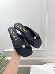 Fortok Loewe Pebble Soft Slides Leather Black Flats - 2