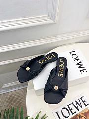 Fortok Loewe Pebble Soft Slides Leather Black Flats - 3