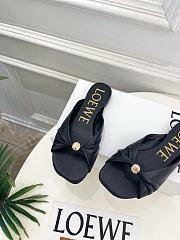 Fortok Loewe Pebble Soft Slides Leather Black Flats - 4