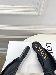 Fortok Loewe Pebble Soft Slides Leather Black Flats - 5