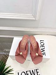 Fortok Loewe Pebble Soft Slides Leather Pink Heels 4.5cm  - 1