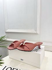 Fortok Loewe Pebble Soft Slides Leather Pink Heels 4.5cm  - 2