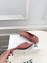 Fortok Loewe Pebble Soft Slides Leather Pink Heels 4.5cm  - 5