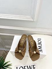 Fortok Loewe Pebble Soft Slides Leather Olive Heels 4.5cm  - 1