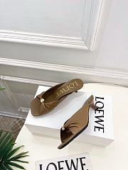 Fortok Loewe Pebble Soft Slides Leather Olive Heels 4.5cm  - 2