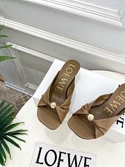 Fortok Loewe Pebble Soft Slides Leather Olive Heels 4.5cm  - 3