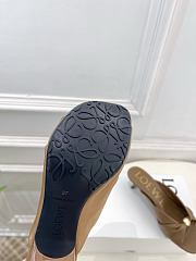 Fortok Loewe Pebble Soft Slides Leather Olive Heels 4.5cm  - 4