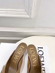 Fortok Loewe Pebble Soft Slides Leather Olive Heels 4.5cm  - 5