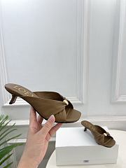 Fortok Loewe Pebble Soft Slides Leather Olive Heels 4.5cm  - 6