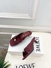 Fortok Loewe Pebble Soft Slides Leather Burgundy Heels 4.5cm  - 2