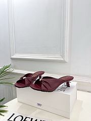 Fortok Loewe Pebble Soft Slides Leather Burgundy Heels 4.5cm  - 3