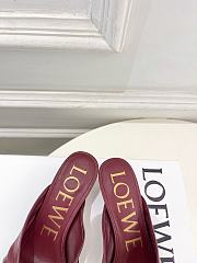 Fortok Loewe Pebble Soft Slides Leather Burgundy Heels 4.5cm  - 4