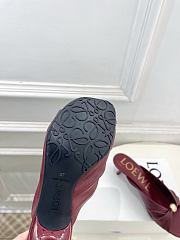 Fortok Loewe Pebble Soft Slides Leather Burgundy Heels 4.5cm  - 5