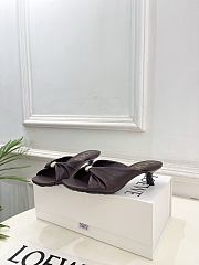 Fortok Loewe Pebble Soft Slides Leather Chocolate Brown Heels 4.5cm  - 2