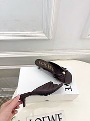 Fortok Loewe Pebble Soft Slides Leather Chocolate Brown Heels 4.5cm  - 3