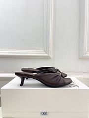 Fortok Loewe Pebble Soft Slides Leather Chocolate Brown Heels 4.5cm  - 5
