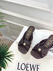 Fortok Loewe Pebble Soft Slides Leather Chocolate Brown Heels 4.5cm  - 6