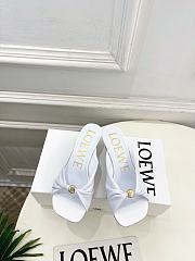 Fortok Loewe Pebble Soft Slides Leather White Heels 4.5cm  - 1