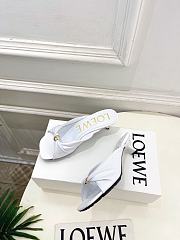Fortok Loewe Pebble Soft Slides Leather White Heels 4.5cm  - 6