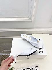 Fortok Loewe Pebble Soft Slides Leather White Heels 4.5cm  - 4