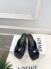 Fortok Loewe Pebble Soft Slides Leather Black Heels 4.5cm  - 1