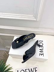 Fortok Loewe Pebble Soft Slides Leather Black Heels 4.5cm  - 6
