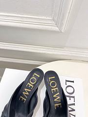 Fortok Loewe Pebble Soft Slides Leather Black Heels 4.5cm  - 5