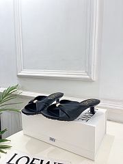 Fortok Loewe Pebble Soft Slides Leather Black Heels 4.5cm  - 4