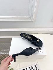 Fortok Loewe Pebble Soft Slides Leather Black Heels 4.5cm  - 2