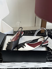 Fortok Chanel Two-Tone Slingback Flats Double C Black-White  - 6