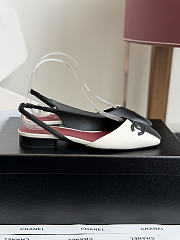 Fortok Chanel Two-Tone Slingback Flats Double C Black-White  - 2