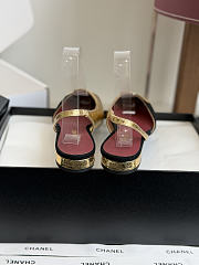 Fortok Chanel Two-Tone Slingback Flats Double C Black-Gold  - 2