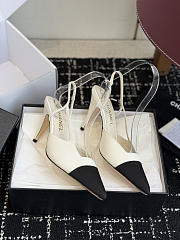 Fortok Chanel Métiers d'Art 2026 Slingback Pointed-toe Shoes White-Black High Heels 9cm - 6