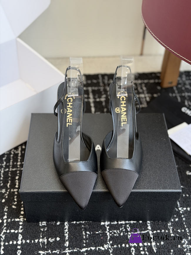 Fortok Chanel Métiers d'Art 2026 Slingback Pointed-toe Shoes Black High Heels 9cm - 1