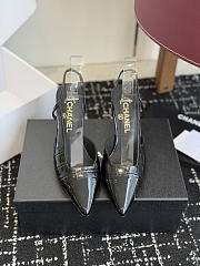 Fortok Chanel Métiers d'Art 2026 Slingback Pointed-toe Shoes Black High Heels Patent Leather 9cm - 1
