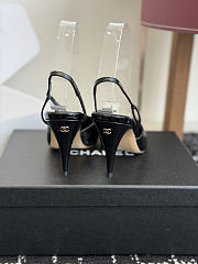 Fortok Chanel Métiers d'Art 2026 Slingback Pointed-toe Shoes Black High Heels Patent Leather 9cm - 6