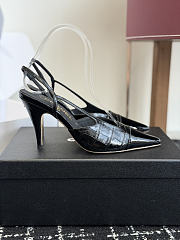 Fortok Chanel Métiers d'Art 2026 Slingback Pointed-toe Shoes Black High Heels Patent Leather 9cm - 4