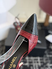 Fortok Chanel Métiers d'Art 2026 Slingback Pointed-toe Shoes Red-Black High Heels Patent Leather 9cm - 6