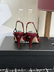 Fortok Chanel Métiers d'Art 2026 Slingback Pointed-toe Shoes Red-Black High Heels Patent Leather 9cm - 4