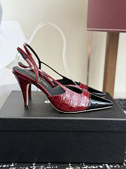 Fortok Chanel Métiers d'Art 2026 Slingback Pointed-toe Shoes Red-Black High Heels Patent Leather 9cm - 3
