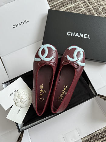 Fortok Chanel Coco Beach 2026 Ballerina Flats Burgundy
