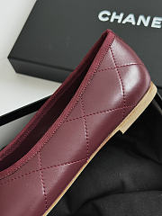 Fortok Chanel Coco Beach 2026 Ballerina Flats Burgundy - 5