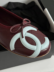 Fortok Chanel Coco Beach 2026 Ballerina Flats Burgundy - 3