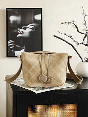 Fortok Chanel Bucket Bag Quilted Suede Brown 20x11x18cm - 1