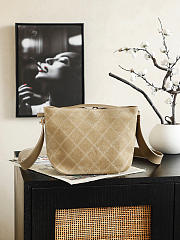 Fortok Chanel Bucket Bag Quilted Suede Brown 20x11x18cm - 3